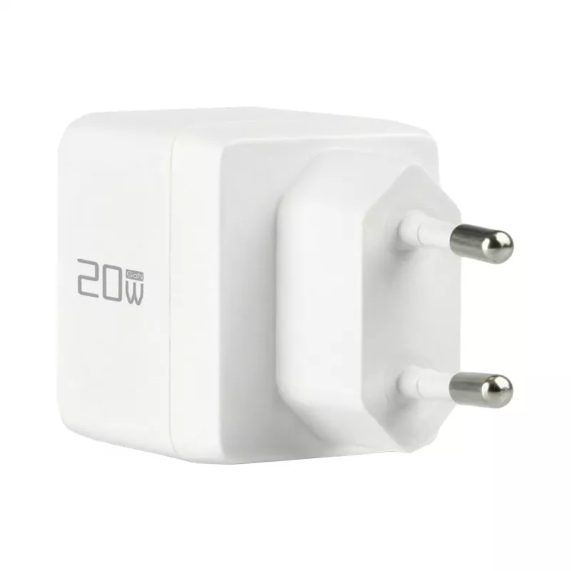 EFB Elektronik G201A1CE cargador de pared GaN de 20W USB-C PD3.0 + USB-A QC3.0 con cable USB-C de 2m, blanco
