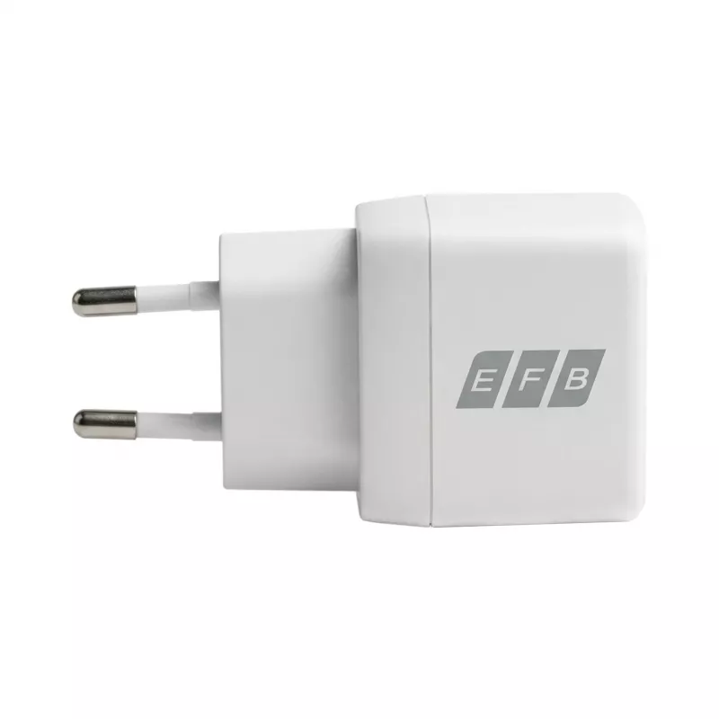EFB Elektronik G301A1CE cargador de pared GaN de 30W USB-C PD3.0 + USB-A QC3.0 con cable USB-C de 2m, blanco