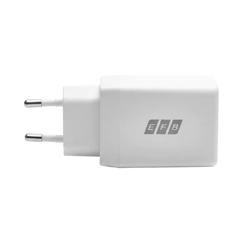 EFB Elektronik G452CE cargador de pared GaN dual USB-C de 45W con cable USB-C de 2m, blanco