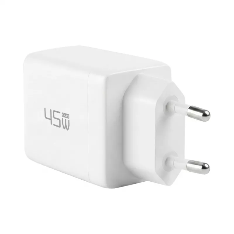 EFB Elektronik G452CE cargador de pared GaN dual USB-C de 45W con cable USB-C de 2m, blanco