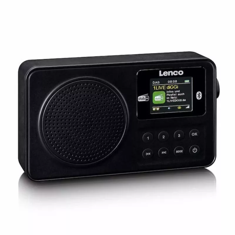 Lenco PDR-033BK radio portátil DAB+/FM con Bluetooth y batería recargable - negro