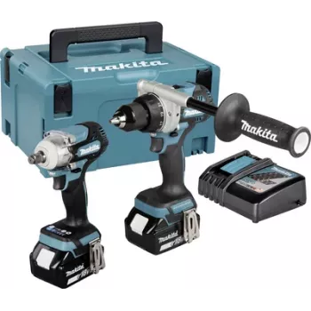 Makita DLX2588GJ 18V LXT kit combo de 2 piezas sin escobillas con taladro atornillador DDF485, atornillador de impacto DTD153, 2x baterías de 5,0Ah, cargador rápido y maletín MAKPAC