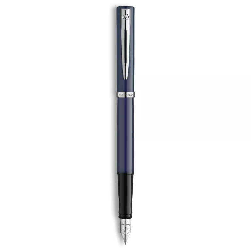 Waterman Impression Estilográfica plumín fino laca azul anillos decorativos cromados caja de regalo 2225502