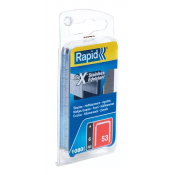 RAPID TOOLS grapas de alambre fino tipo 53, 6 mm, acero inoxidable, paquete pequeño, en tarjeta con ojal euro, 1 ud. (40109509)