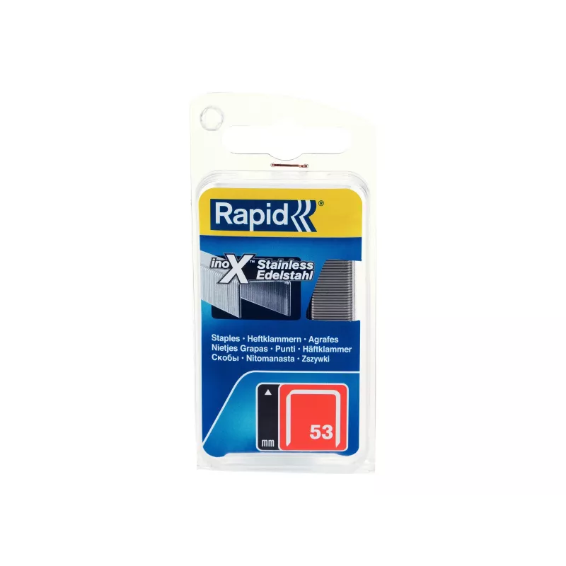 RAPID TOOLS grapas de alambre fino tipo 53, 6 mm, acero inoxidable, paquete pequeño, en tarjeta con ojal euro, 1 ud. (40109509)