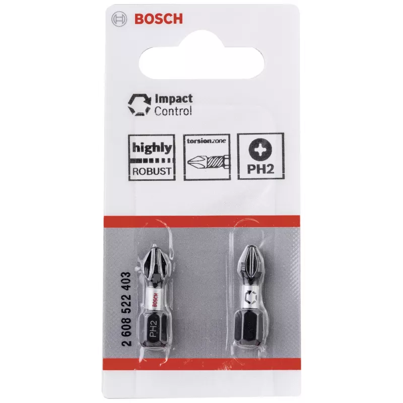 Bosch Impact Control 2608522403 Set de puntas Phillips PH2, 2 uds., 25 mm