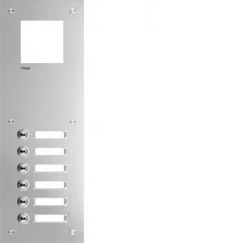 Hager RTQ106X Placa frontal para portero automático Mono 6 botones blanco