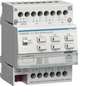 HAGER TYMS646R Actuador de calefacción 6 vías KNX Secure con controlador