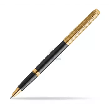 Waterman Hemisphere Bolígrafo roller - fino, negro brillante con anillos decorativos cromados, caja de regalo 2225136