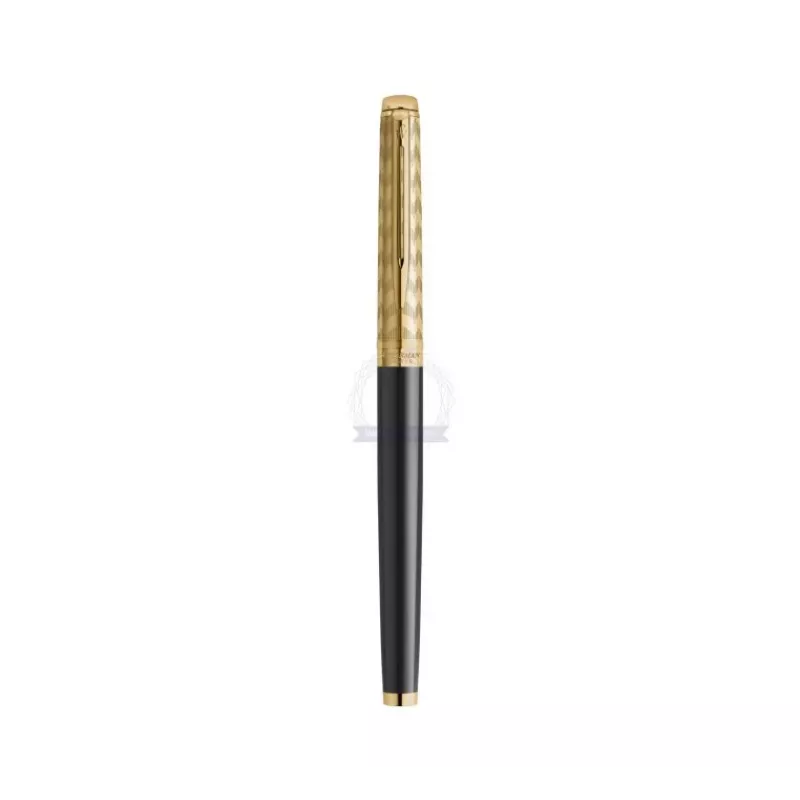 Waterman Hemisphere Bolígrafo roller - fino, negro brillante con anillos decorativos cromados, caja de regalo 2225136