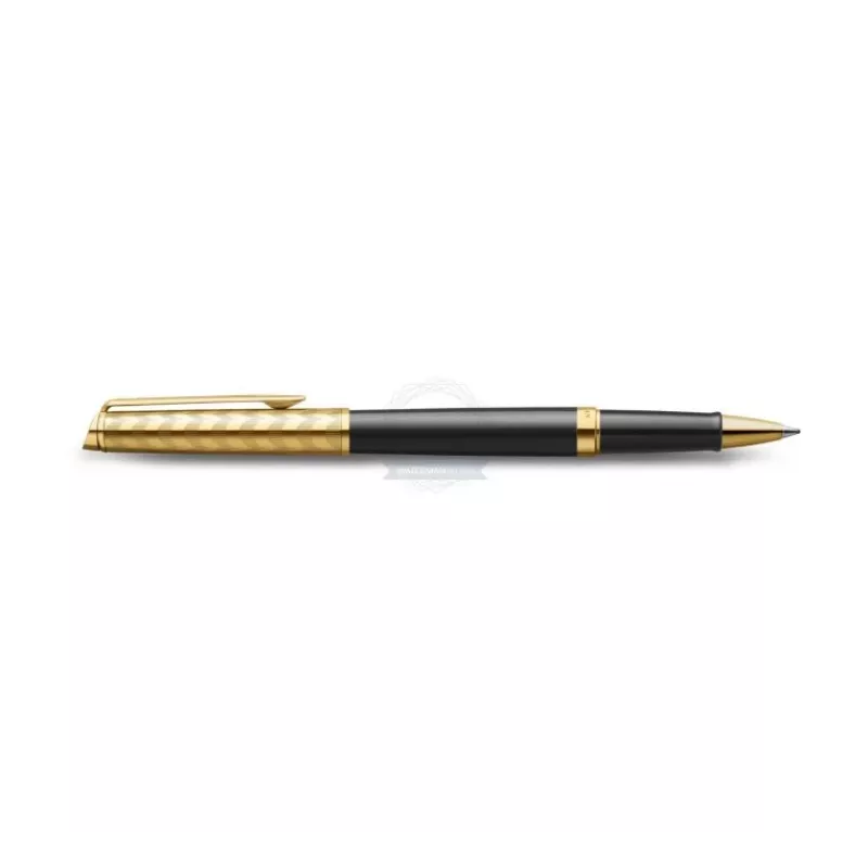 Waterman Hemisphere Bolígrafo roller - fino, negro brillante con anillos decorativos cromados, caja de regalo 2225136