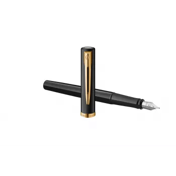 Waterman Impression Pluma estilográfica laca negra adornos dorados plumín fino caja de regalo azul 2225499