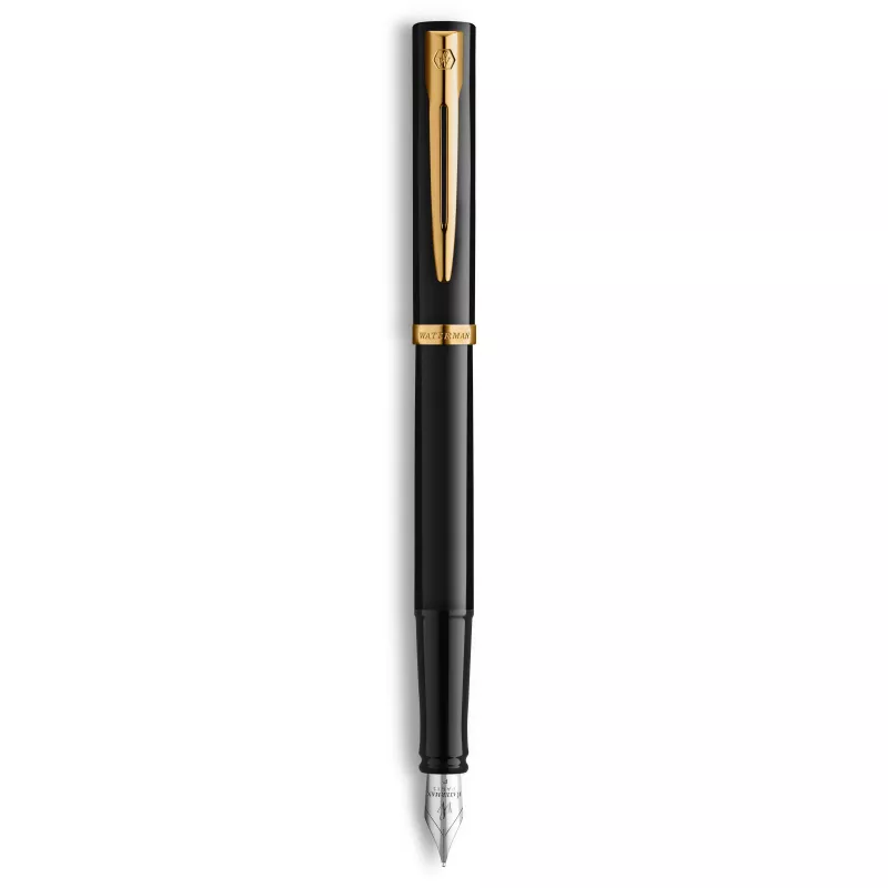 Waterman Impression Pluma estilográfica laca negra adornos dorados plumín fino caja de regalo azul 2225499