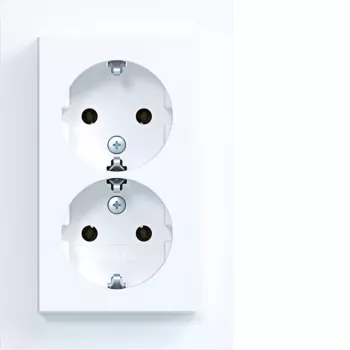 HAGER WAS2175WM Toma doble con tapa abatible, Berker A.1, blanco polar