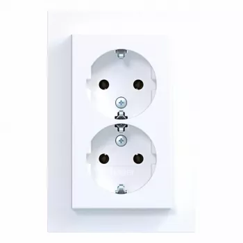 HAGER WAS2175WM Toma doble con tapa abatible, Berker A.1, blanco polar