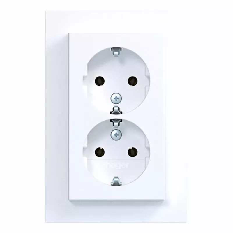 HAGER WAS2175WM Toma doble con tapa abatible, Berker A.1, blanco polar