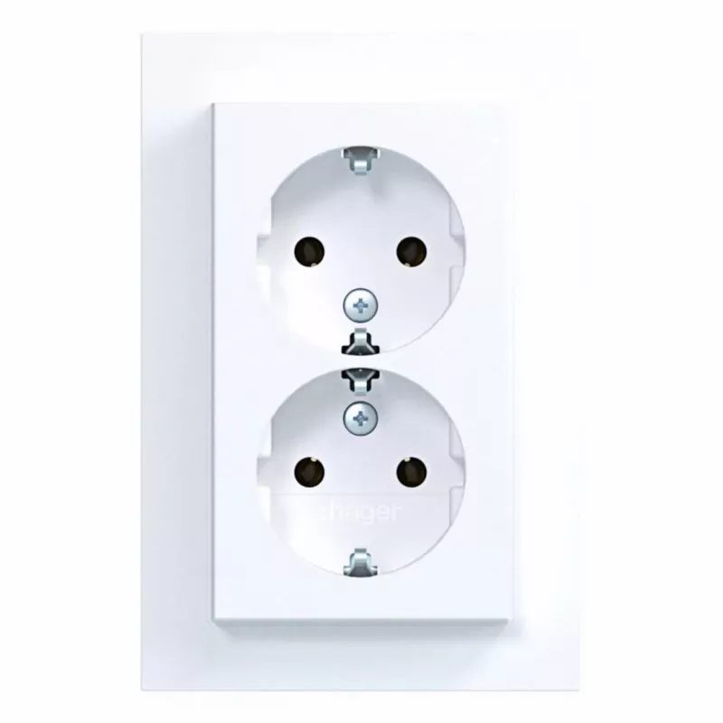 HAGER WAS2175WM Toma doble con tapa abatible, Berker A.1, blanco polar