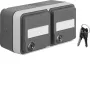 Toma SCHUKO de superficie Hager WNC147, 2 módulos, gris, IP44, tapa abatible