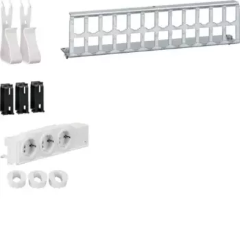 Kit de panel multimedia HAGER UM00M4 con 3 tomas Schuko y 12 conexiones RJ45, blanco