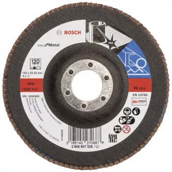 BOSCH X-LOCK disco de láminas 125 mm P120 corindón de circonio cónico para metal 2608607329