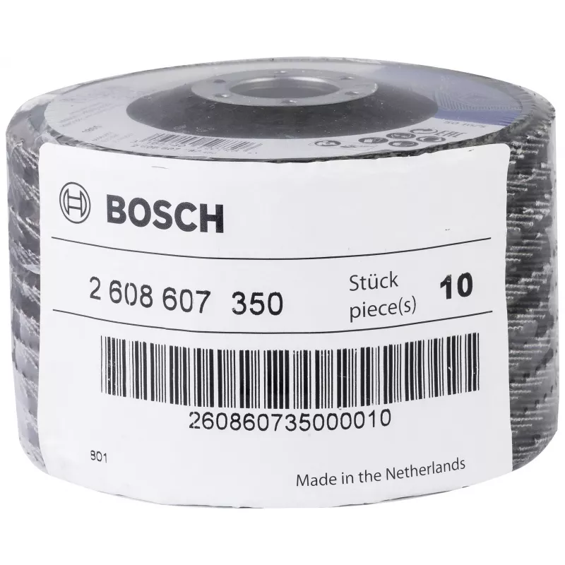 Bosch X551 disco de láminas estándar para metal, 115 mm de diámetro, 22,33 mm de taladro, grano 60, corindón de circonio, cónico, 1 ud. 2608607350