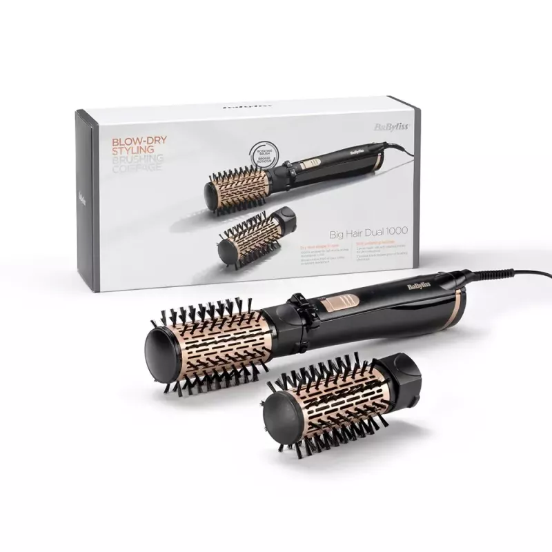 BaByliss Big Hair Dual moldeador de aire caliente giratorio, 1000 W, negro/oro