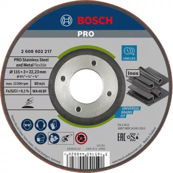 Bosch 2608602217 WA 46 BF Disco de desbaste semiflexible, 115 x 22,23 x 3 mm