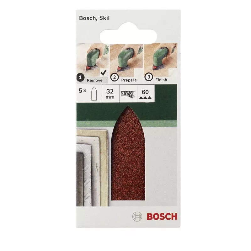 Bosch hoja de lijar Delta grano 240, velcro, esquina 32 mm, pack de 5 2609256A40