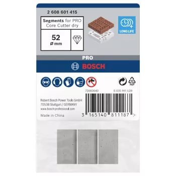 Bosch 2608601415 segmentos diamantados para coronas de perforación en seco, pack de 3