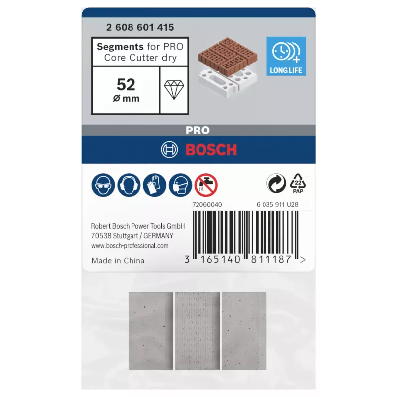 Bosch 2608601415 segmentos diamantados para coronas de perforación en seco, pack de 3