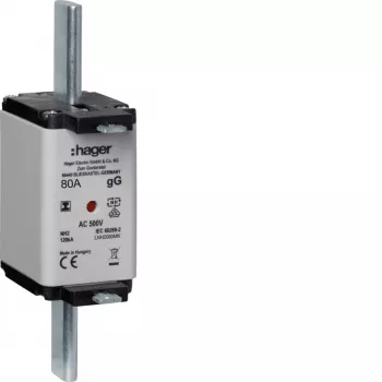 HAGER LNH2080MK cartucho fusible NH 80A 500V gG tamaño 2C con indicador