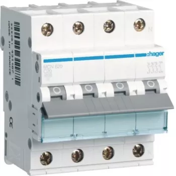 Hager MCN620 interruptor automático 3P+N curva C 20A 6kA