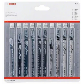 Bosch set de hojas de sierra de calar para madera 2607011169 10 piezas mango en T HCS