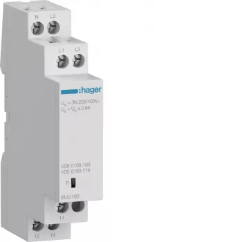 Hager EUU100 relé de vigilancia de fases, trifásico, 1 contacto conmutado, 3x230/400V AC