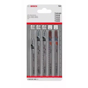 Bosch set de hojas de sierra de calar para madera y plásticos, 5 piezas, mango en T (2608667858)