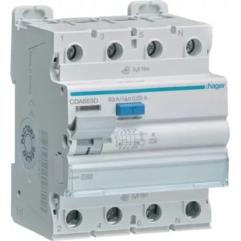 HAGER CDA663D interruptor diferencial 4P 63A 30mA tipo A 10kA