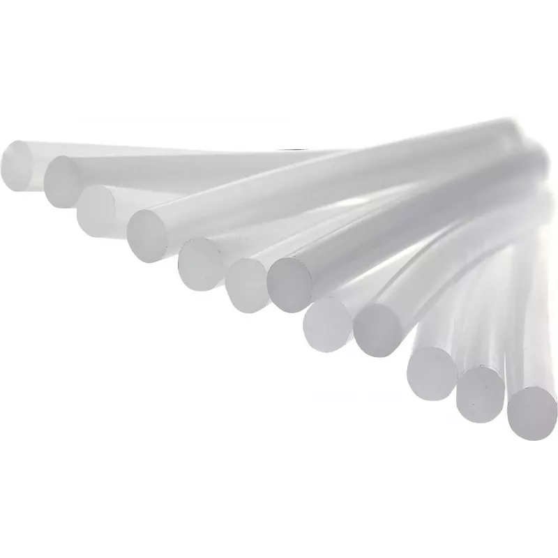 Rapid barras de pegamento termofusible para PVC y cables, 12 mm de diámetro, cortas, transparente, 1 ud. 40107358