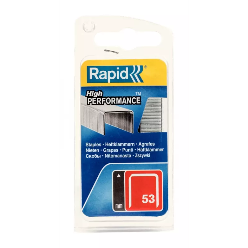 Rapid N.º 53 grapas de alambre fino, 12 mm de patas, acero galvanizado, pack de 2500 40109505