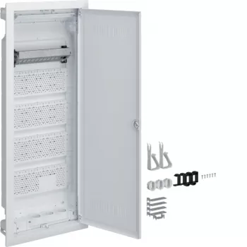 HAGER armario de distribución empotrable multimedia Volta, 5 filas, puerta de plástico ranurada, blanco VU60WWH