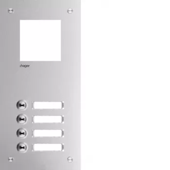 Hager RTQ104X placa frontal para portero automático, 4 teclas, aluminio