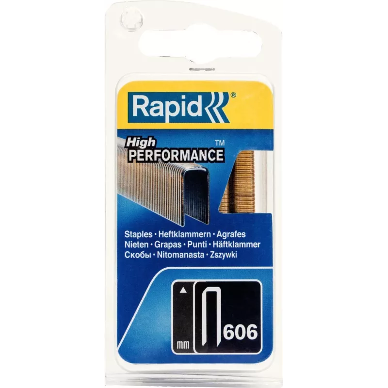 RAPID TOOLS grapas estrechas tipo 606, 12 mm, paquete pequeño, alambre de acero galvanizado, superficie recubierta de resina, 1 ud. 40109527