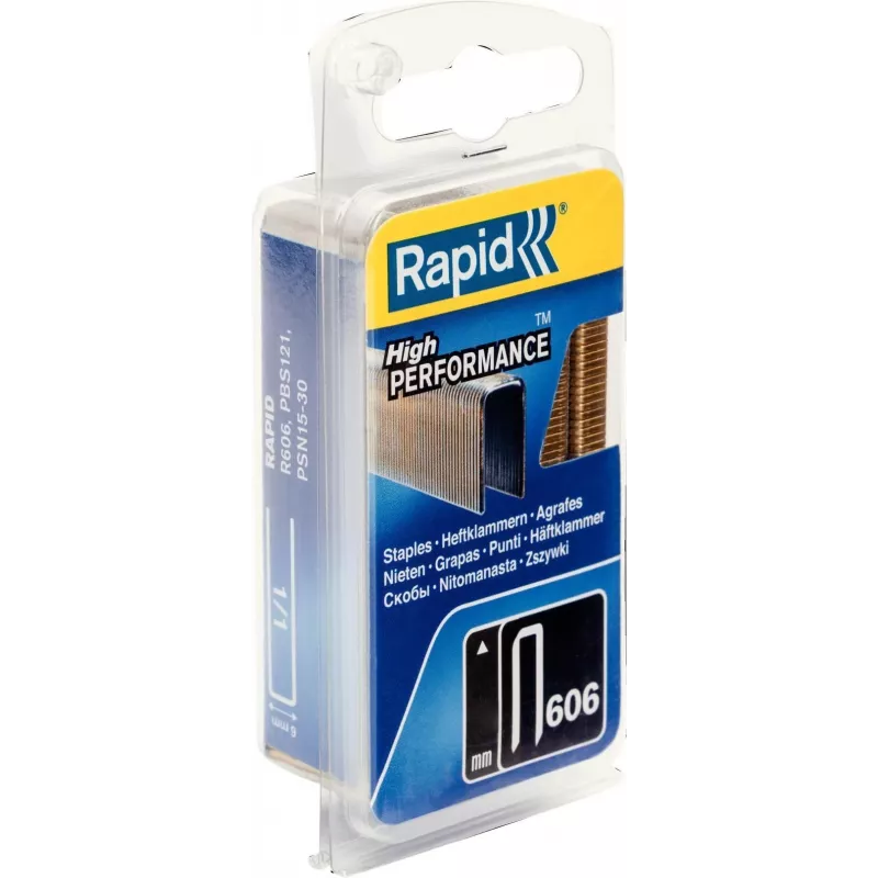 RAPID TOOLS grapas estrechas tipo 606, 12 mm, paquete pequeño, alambre de acero galvanizado, superficie recubierta de resina, 1 ud. 40109527