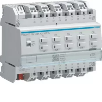 Hager TYAS610D actuador de conmutación/persiana KNX 10/5 canales 16A carga C Secure
