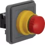 Hager WNA033 mecanismo de parada de emergencia, cabezal de seta rojo, fondo amarillo, 1 NC, 250 V AC, 10 A, bornes de tornillo, montaje empotrado