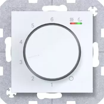 HAGER WAN5010WG termostato de ambiente 230V 16A mando giratorio con pulsador calefacción
