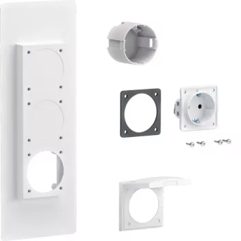 Hager universZ toma de corriente Schuko montaje en brida, 1 toma, 250 V, 16 A, gris claro ZY01SD