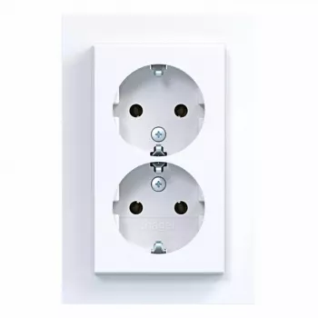 HAGER WAS2175WG toma doble con placa embellecedora, Schuko, empotrar, blanco polar
