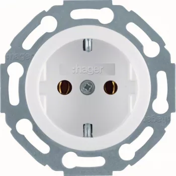 Hager WTS1300WG toma Schuko, blanco polar brillante, 1 toma, empotrar, 16 A, 250 V, con seguridad infantil