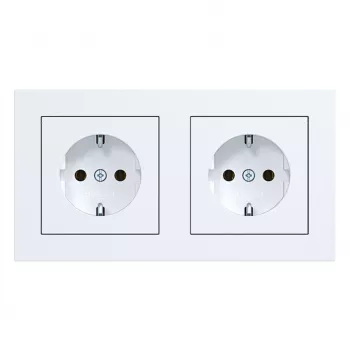 HAGER WAS2123WM Toma doble SCHUKO con marco A.1, blanco polar