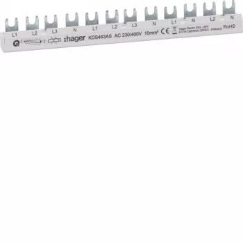 HAGER KDS463AS barra de fases QuickBusbar trifásica 63A 12 módulos
